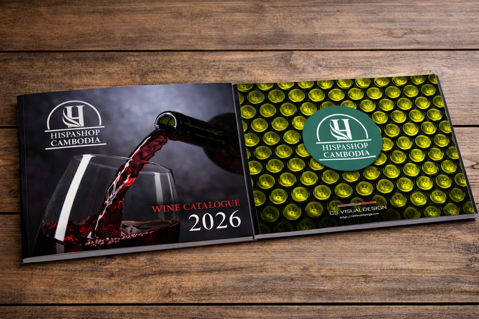 Hispashop Cambodia wine catalogue cover and back cover designed by CSVisualDesign